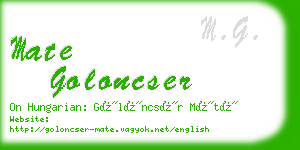 mate goloncser business card